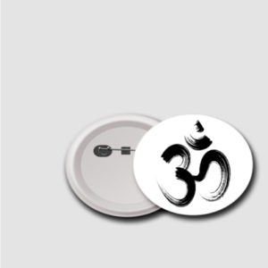 OM 58MM Badge – Sacred Hindu Symbol Pin with Spiritual Design